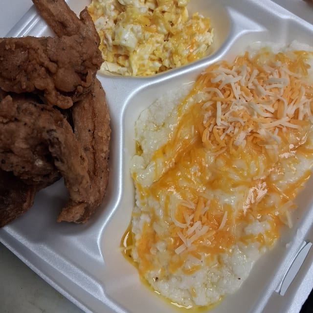 3 Wing With Grits Or Homemade Potatoes.