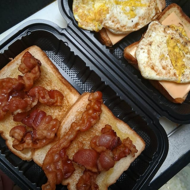 Bacon, Egg, Cheese On Buttered Toast.